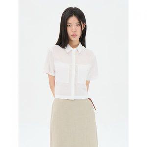 탑텐 여성 리넨 크롭 반팔 블라우스_MSF2WC2922 MSF2WC2922