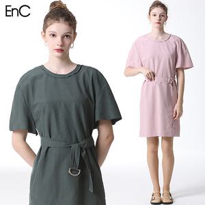 [이엔씨][EnC] 린넨 브이넥 벨티드 반팔 원피스 (택가격 259000원)