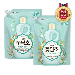 [기타]샤프란 꽃담초 섬유유연제 화이트로즈 리필 1.6L x 2개