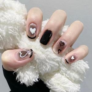 홀리지 블랙 마블 하트 붙이는 네일팁 [24tips]