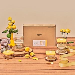 베이비 눈금 이유식용기 210ml 혼합 6조 선물세트 (노랑)