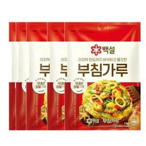 백설 [대용량]부침가루(1KGX5개) 1세트 바삭쫄깃 학교 식당 명절 제사음식 김치전 해물파전 도매 식자재