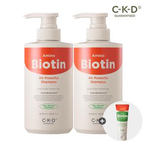 종근당건강 CKD 아미노비오틴 올파워풀 샴푸 750ml 2개+올파워풀 80ml 증정  / 탈모 증상 완화 기능성