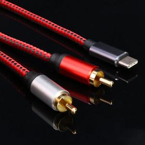 2RCA to USB C타입 오디오 케이블 노트북 스마트폰 스피커연결 1M 적색