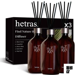헤트라스 디퓨저 프리미엄 대용량 플라워 샵 × 500ml × 3개 선물세트