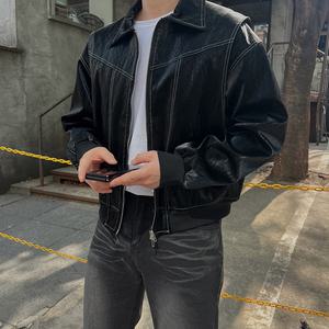 [당일출고] 유광 글로시 스웨이드 바이커 레이싱 크롭 숏 자켓