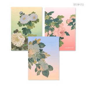 국립박물관 굿즈 산수화훼도 3종세트 수국 모란 국화 줄 노트 공책