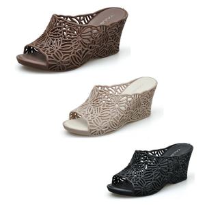 여성 키높이 펀칭 웨지힐 샌들 예쁜 젤리 슬리퍼 쫀쫀 착용감 굽 8cm