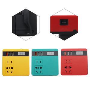 차량용 다기능 리튬 배터리 인버터, 전압 표시 기능, ABS 금속 AC220V, DC5V, 12V, 12x12x7cm