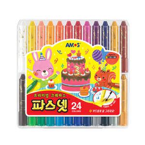 아모스 파스넷 24색 크레파스 수채화 파스텔 효과