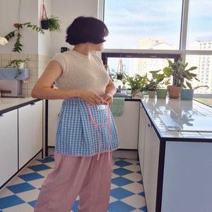리프제이 작은체크 허리앞치마 5color 하프 미니
