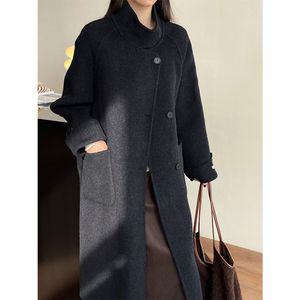 여성 추천각 모피 코트 차이나카라 롤업 리버시블 울 겨 루즈핏 미디 OOTD4