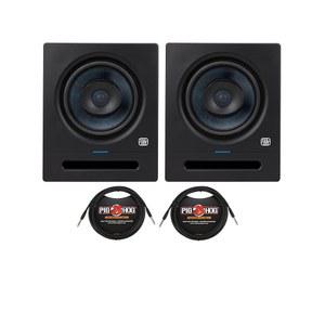 고화질 사운드 선명도와 1 /4인치 TRS 케이블이 포함된 정밀 번들을 갖춘 PreSonus Eris Pro 6 6인치 액티브 동축 2방향 스튜디오 모니터 쌍(4개 품목)