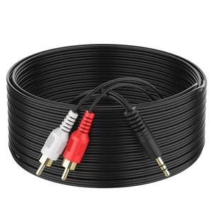 아비리브 3.5mm ~ 2 남성 RCA 케이블 25FT, 스테레오 오디오 어댑터 브레이드 하이파이 사운드 보조 Y 스플리터, 스마트폰 MP3 태블릿 스피커와 호환되는 메탈 쉘 쉴드 코드, 25FT
