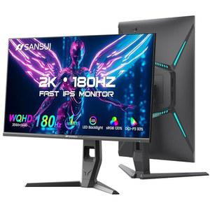 SANSUI 27 inch WQHD 180Hz Gaming Monitor 1440P-AMD FreeSync 1ms DCI-P3 93% Fast IPS Computer Monitor,Height Adjustable Vertical /Horizontal Rotating, 2 DisplayPort /HDMI HDR Low Motion Blur Speakers