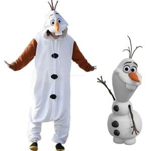 올라프 눈사람 Kigurumi Onesies 코스프레 의상 성인 잠옷 흰색 점프 슈트 파티 드레스 양털 만화