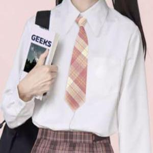 애브리 여학생 하이틴 자동끈 넥타이 체크무늬 교복타이 핑크