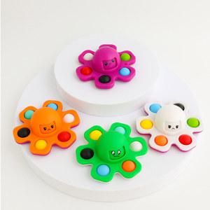 스트레스 해소 실리콘 인터랙티브 플립 문어 얼굴 변경 스피너 푸시 팝 버블 핑거 토이 귀여운 스피너용