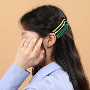 슈슈앤 사각 집게핀 컬러 실핀 헤어핀 2종세트(그린)