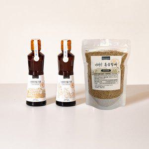 [기타][밋앤밀] 너래안 100% 국내산 참기름+들기름+볶음참깨 320ml 구성 3종세트