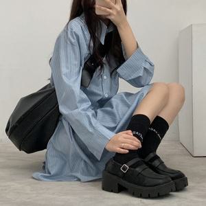 마이 루즈 스트라이프 셔츠 플레어 원피스2color