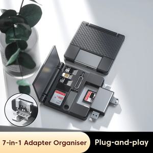 cf카드 메모리카드 7-in-1 다기능 카드 리더 수납함 박스 SD 마이크로 케이스 OTG 어댑터 USB 2.0 C 타입