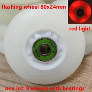 인라인바퀴 우레탄바퀴 휠 수리 교체 부품 부속 인라인 스케이트 휠 플래싱 80mm 블루 라이트 베어링 8 개