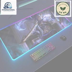 마우스패드 장패드 야스오 리그 오브 레전드 게임, XXL RGB 마우스 패드, HD 블랙 게이머 액세서리, 대형 L
