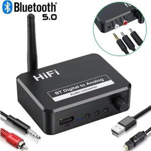 DAC Bluetooth 5.1 오디오 수신기 디지털-아날로그 변환기 3.5mm AUX RCA L/R U 디스크 광학 스테레오 Hifi