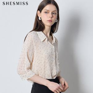 [쉬즈미스(SHESMISS)] 레이디 패턴 시스루 블라우스 (택가격: 138000원)