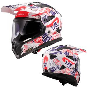 LS2 헬멧 MX702 PIONEER II FANTASY MATT WHITE RED BLUE 풀페이스헬멧 온 오프 이너바이져 안티포그시스템
