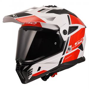 LS2 헬멧MX702 PIONEER II HILL White Red 온로드 오프로드 풀페이스헬멧 이너바이져 안티포그시스템 투어