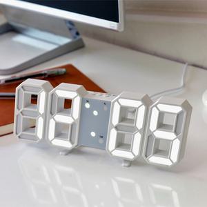 북유럽 모던 엔틱 무소음 3D LED 거실 사무실 탁상용 벽걸이 No 무선 건전지 화이트 디지털 전자 시계