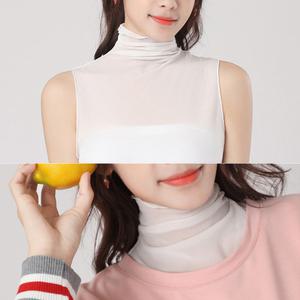 레이어드 넥케이프 카라 페이크 하이넥 프릴 레이스 셔츠 블라우스 목만있는 쉬폰 프릴 레이스 시스루 AA