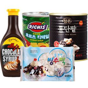 팥빙수재료 패밀리B 세트/팥/후루츠/빙수떡/초코시럽