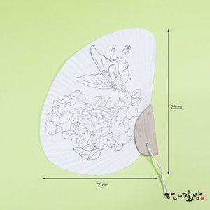 나비부채 大|민화도안부채|호접모란도|고급한지부채