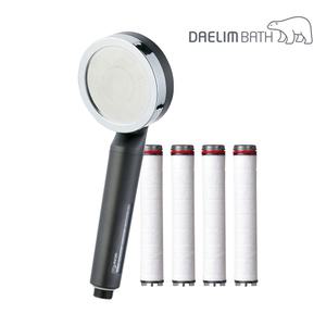 대림바스 디클린 와이드 샤워기헤드(블랙)+필터(4ea) 1세트/녹물이물질제거