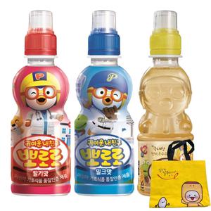 팔도 뽀로로 어린이 음료수 220ml 밀크맛 8개+딸기맛8개+보리차8개(총24개)+장바구니
