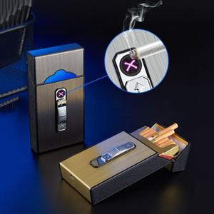 USB 충전식 라이터 일체형 메탈 슬림 담배 케이스