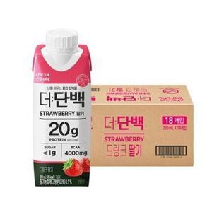빙그레 [엄마맛집]더단백 드링크 딸기 단백질 프로틴음료(250ml 18팩) 1셋트 [ 운동전 운동후][