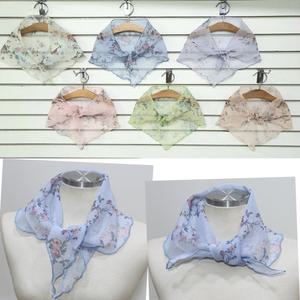 삼각 미니스카프 6colors 여성 플라워 린넨 아사 쁘띠스카프 행사 사은품