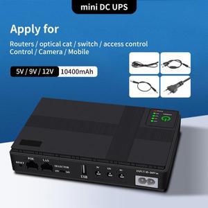 DC UPS 무정전 전원 공급 장치, 백업 배터리, 라우터 모뎀 스위치 어댑터, 소형 10400mah, 36W, 5V, 9V, 12