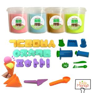 힐링샌드 한글탐험 세트(200g 샌드 4개입+몰드 3가지)
