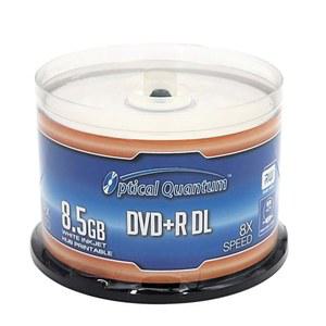 광학 퀀텀 8X 8.5GB DVD+R DL 화이트 잉크젯 인쇄 가능 이중 레이어 기록 가능 블랭크 미디어, 50 디스크 스핀들 OQDPRDL08WIP-H