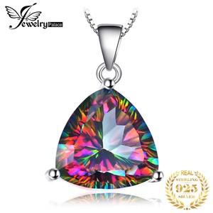 JewelryPalace 여성용 내추럴 멀티 컷 레인보우 파이어 미스틱 쿼츠 솔리드 925 스털링 실버 펜던트 목걸이