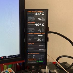 8.8 인치 긴 스트립 LCD 스크린, 브래킷 포함, 480x1920 PC 보조 모니터, CPU SSD 정보, 윈도우 리눅스 라