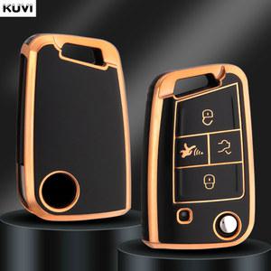 차키케이스 TPU 자동차 키 케이스 커버 VW 폭스바겐 골프 7 MK7 티구안 MK2 좌석 아테카 레온 FR 이비자 스코다 옥타비아 코디악 4 버튼
