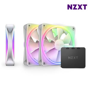 NZXT F120 RGB DUO 화이트 트리플팩 RGB 컨트롤러 포함 120mm x 3