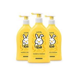 Sanosan 사노산 2in1 샤워 앤 샴푸 400ml x 3개 바나나 칠드런 올리브 밀크 단백질 토코페롤