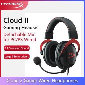 HyperX Cloud II 게임용 헤드셋 Hi-Fi 7.1 서라운드 사운드/분리형 마이크/PC PS 2 유선 헤드폰용 USB 사운